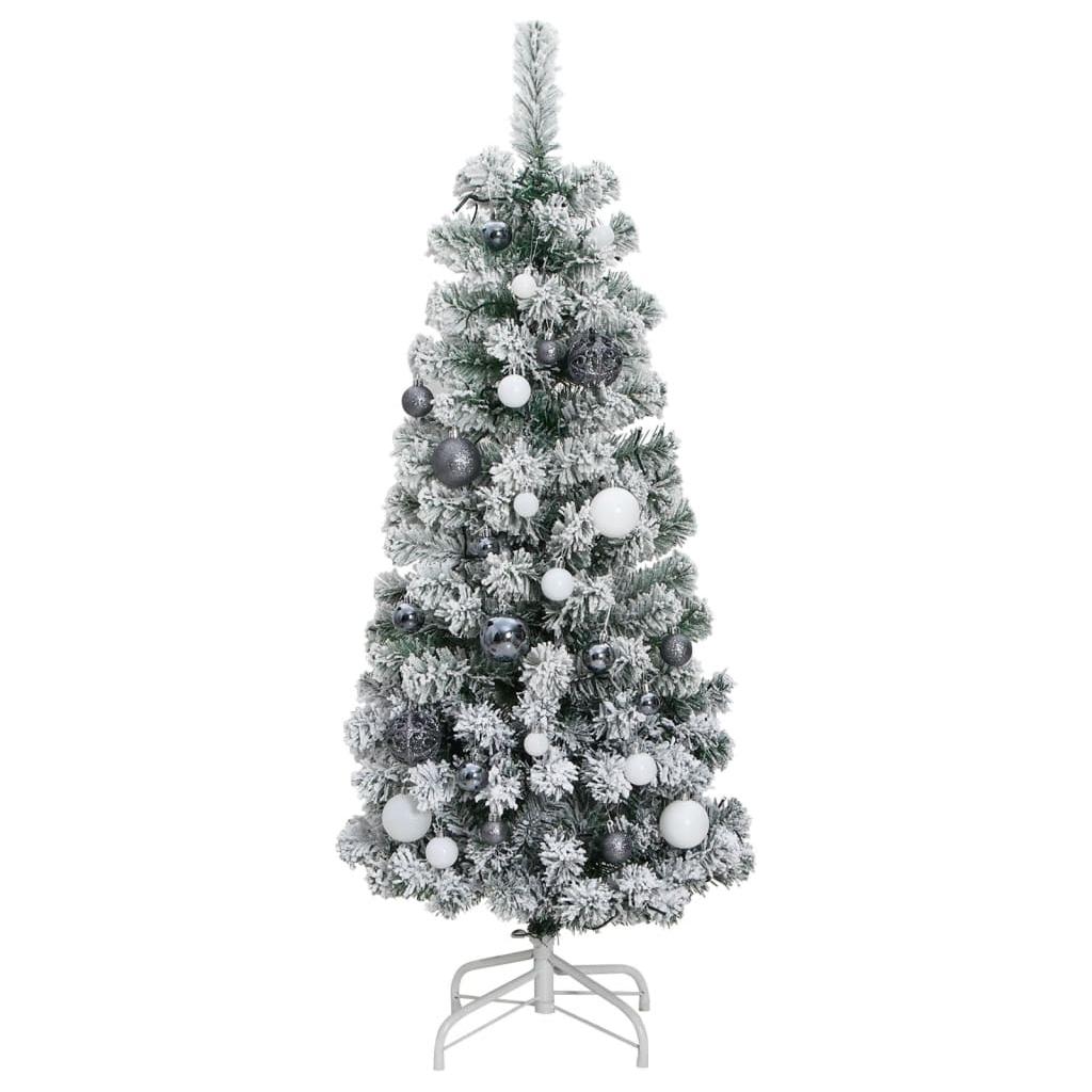 Kalėdų eglutė su šarnyrinėmis šakomis/LED/žaisliukais, 150cm