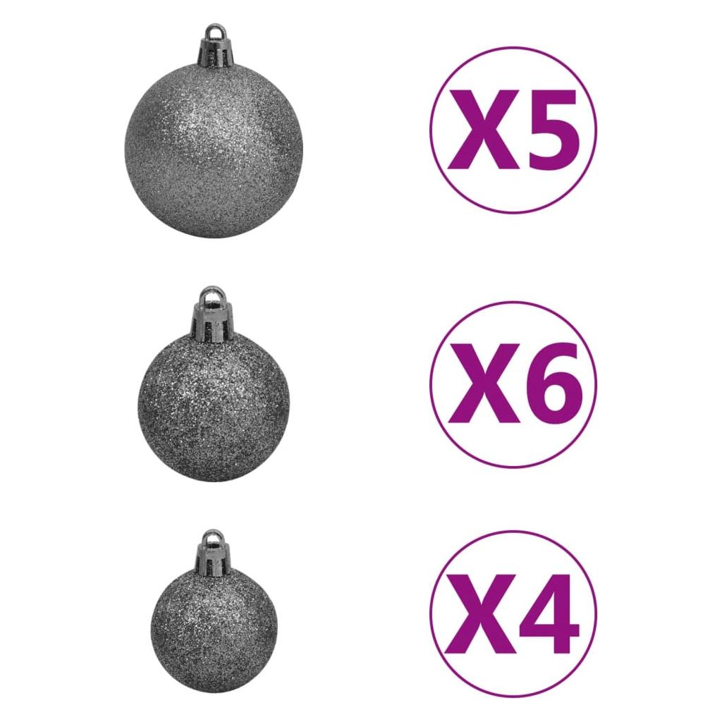 Kalėdų eglutė su šarnyrinėmis šakomis/LED/žaisliukais, 150cm