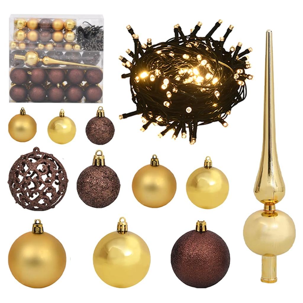 Kalėdų eglutė su šarnyrinėmis šakomis/LED/žaisliukais, 180cm