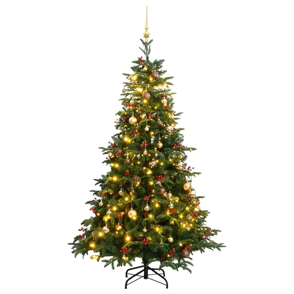Kalėdų eglutė su šarnyrinėmis šakomis/LED/žaisliukais, 240cm
