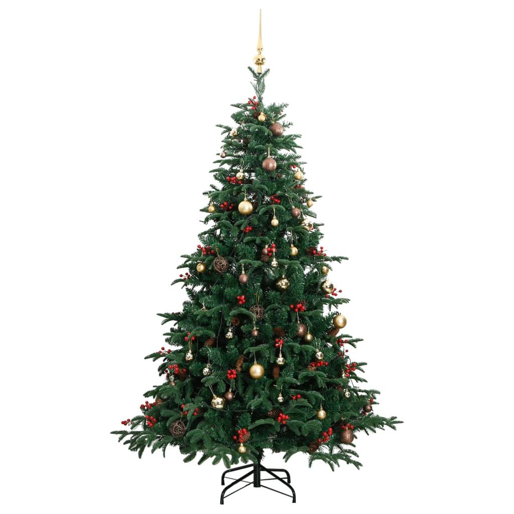 Kalėdų eglutė su šarnyrinėmis šakomis/LED/žaisliukais, 240cm