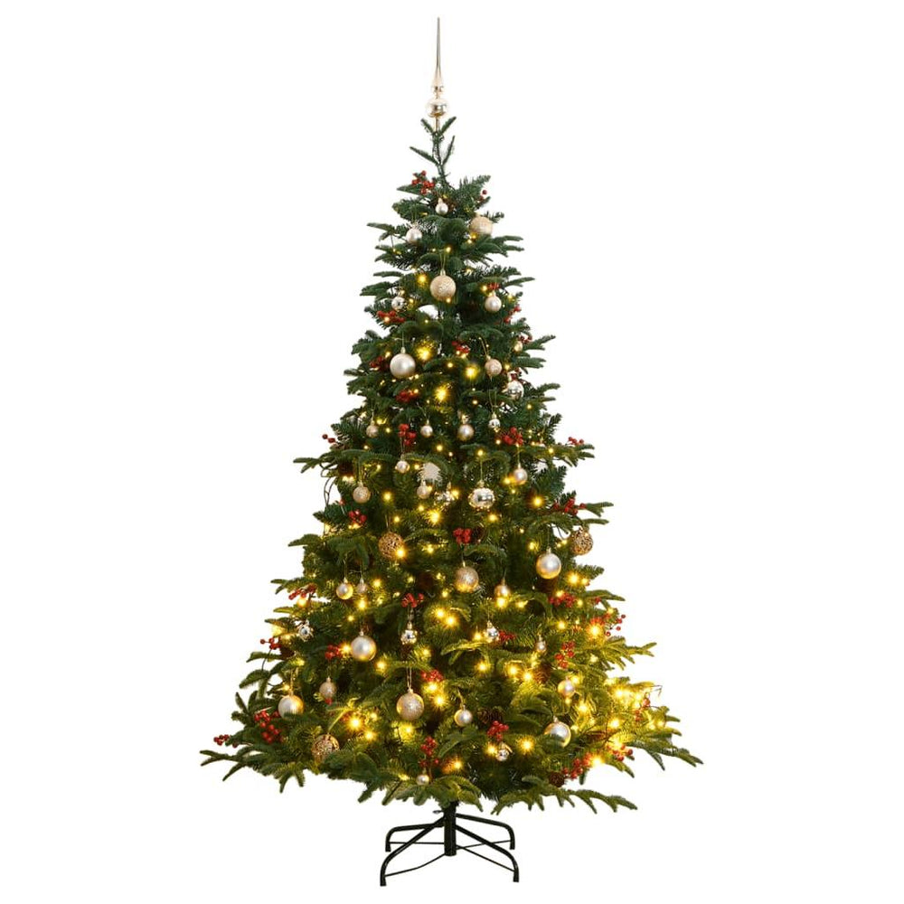 Kalėdų eglutė su šarnyrinėmis šakomis/LED/žaisliukais, 240cm