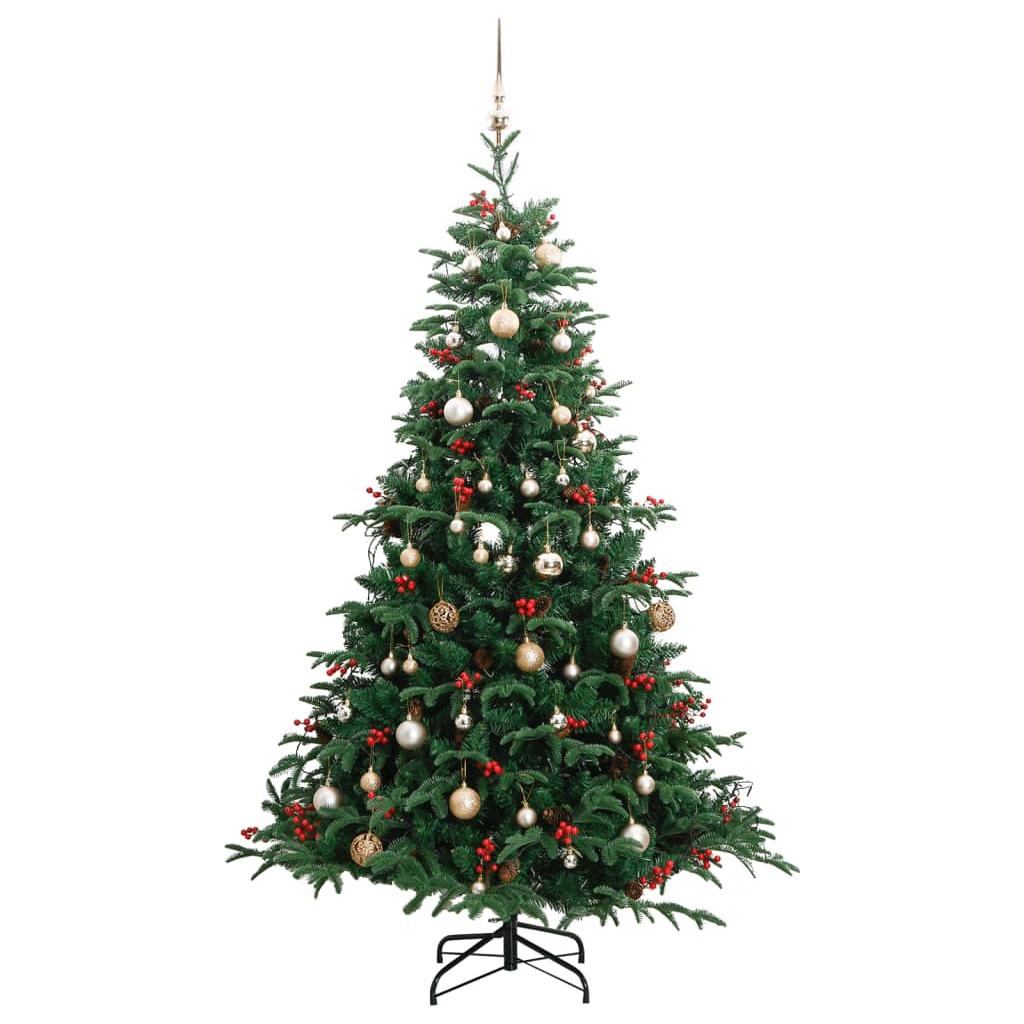 Kalėdų eglutė su šarnyrinėmis šakomis/LED/žaisliukais, 240cm