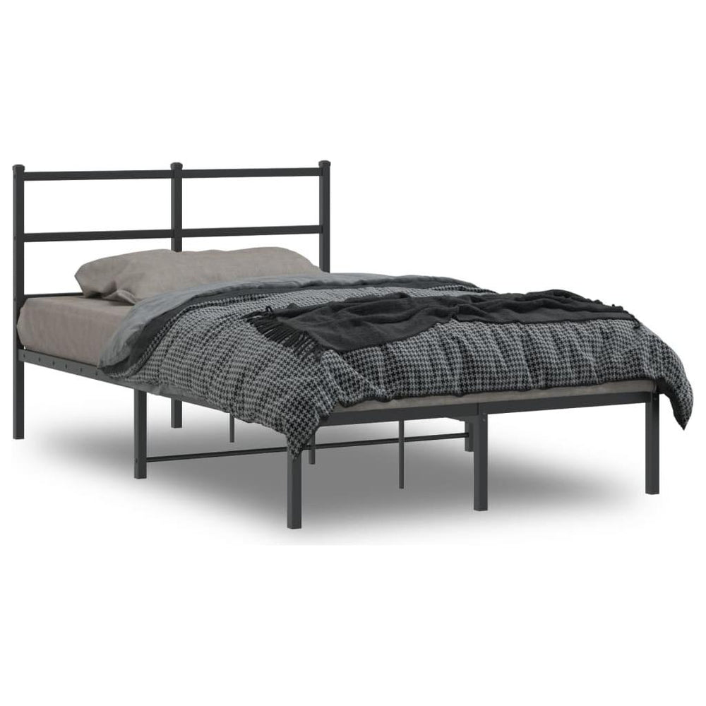 Metalinis lovos rėmas su galvūgaliu, juodos spalvos, 120x190 cm