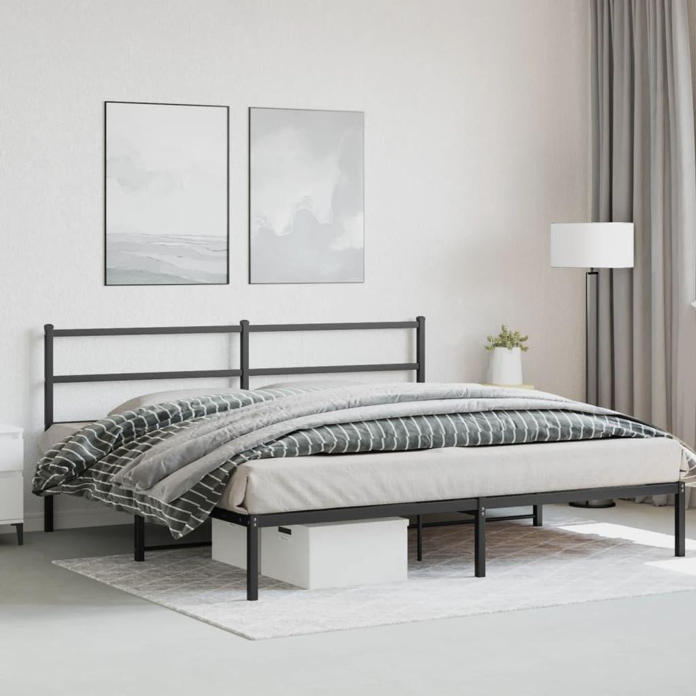 Metalinis lovos rėmas su galvūgaliu, juodos spalvos, 180x200cm