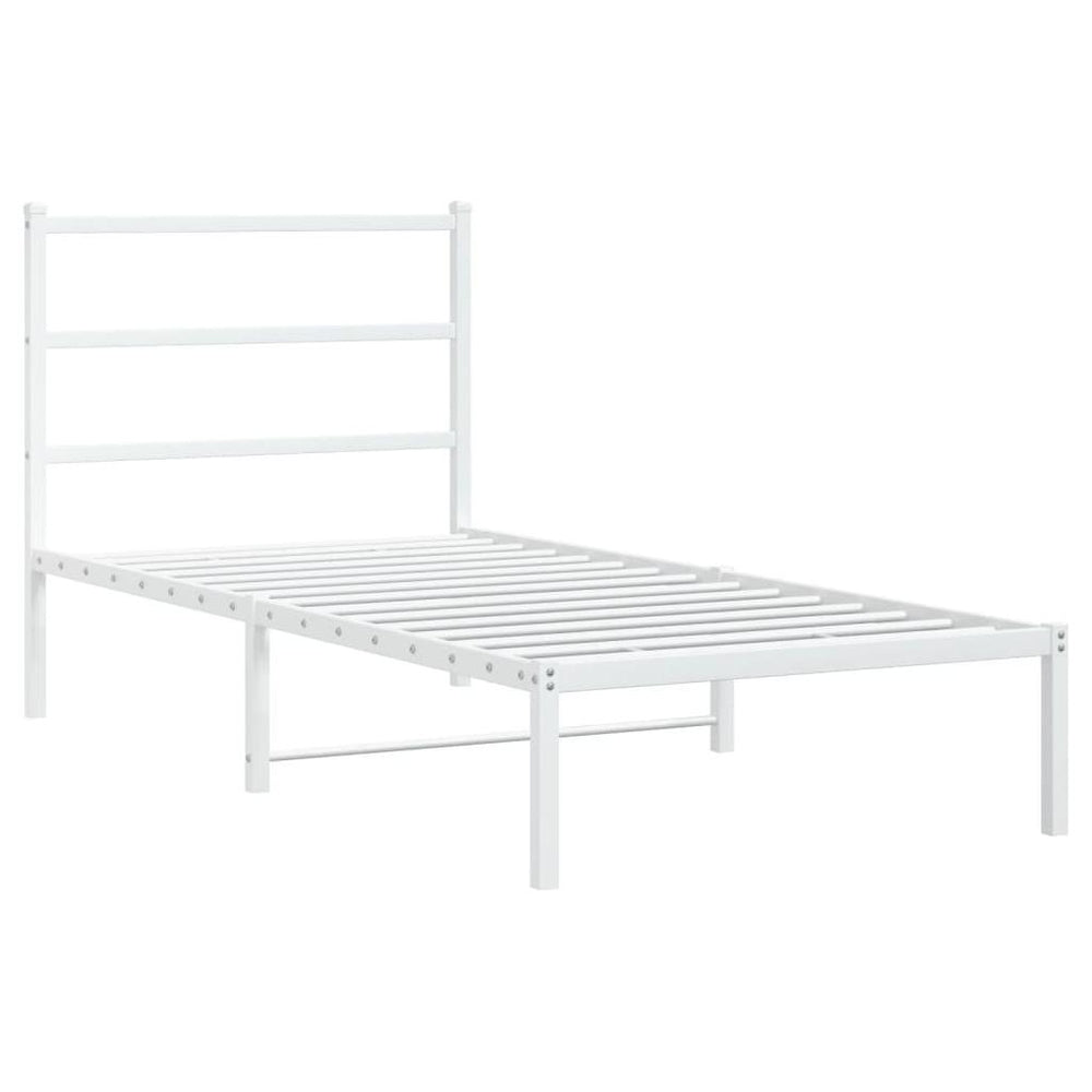 Metalinis lovos rėmas su galvūgaliu, baltos spalvos, 90x200cm