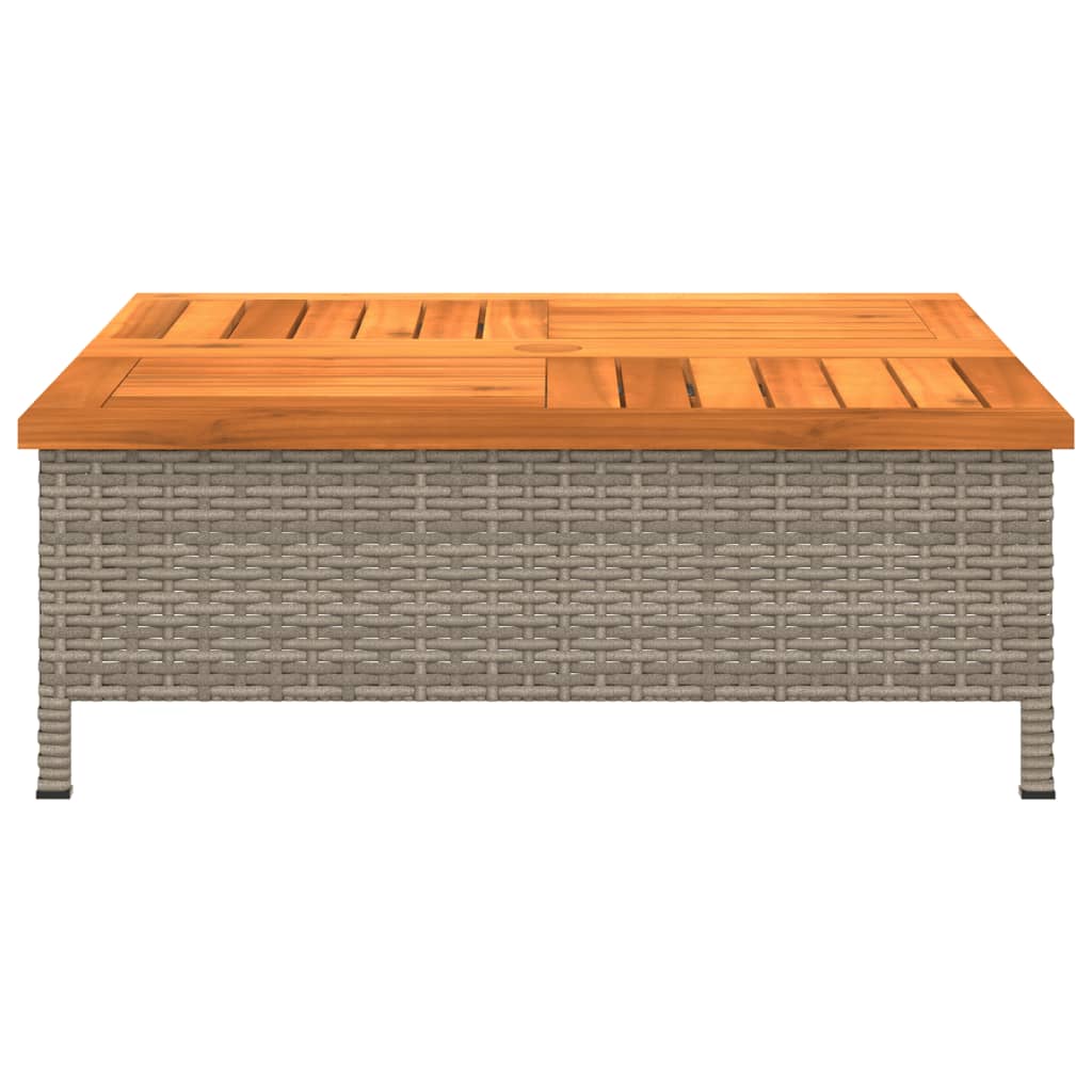 Sodo stalas, pilkas, 70x70x25cm, ratanas ir akacijos mediena