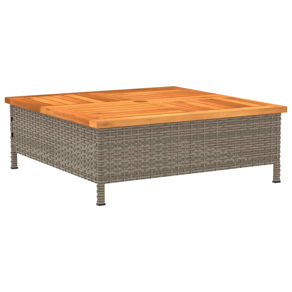 Sodo stalas, pilkas, 70x70x25cm, ratanas ir akacijos mediena
