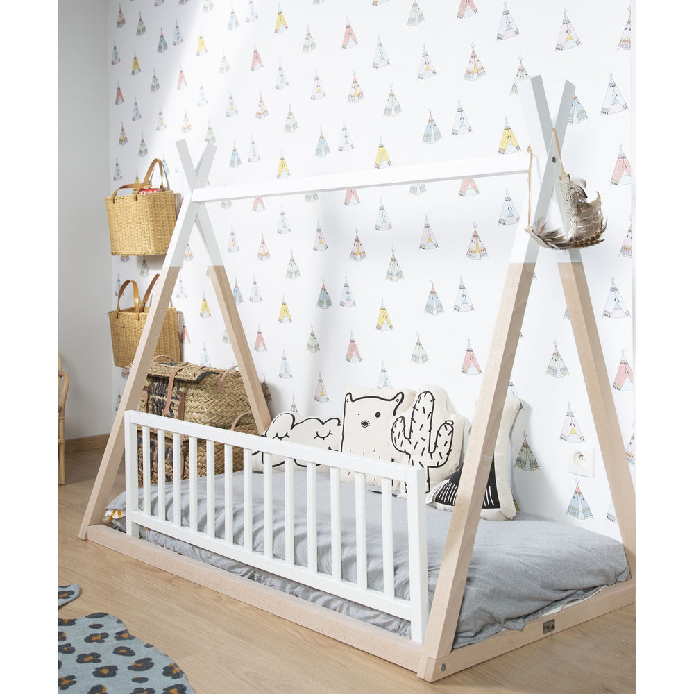 Apsauginės Grotelės Lovai, 120cm, Buko Medienos Masyvas, Balta Spalva