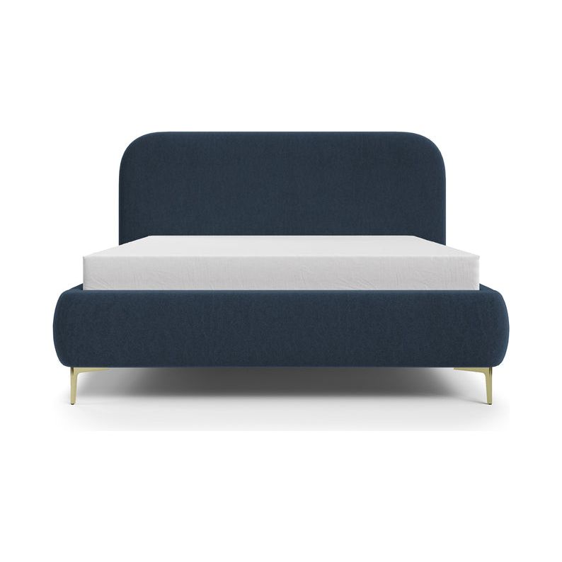 Minkšta lova MONNO, 160x200 cm., tamsiai mėlyna spalva, lengvai valomas veliūrinis audinys